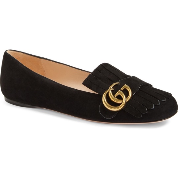 Gucci Marmont GG Suede Fringe Ballet Flat size 37